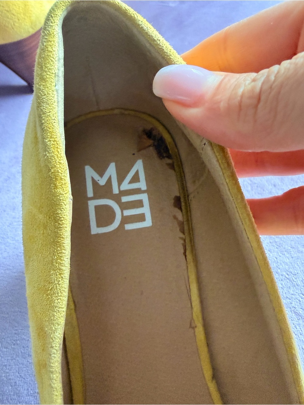 Yellow Suede Pointed-Toe Pumps - Picture 5 of 7